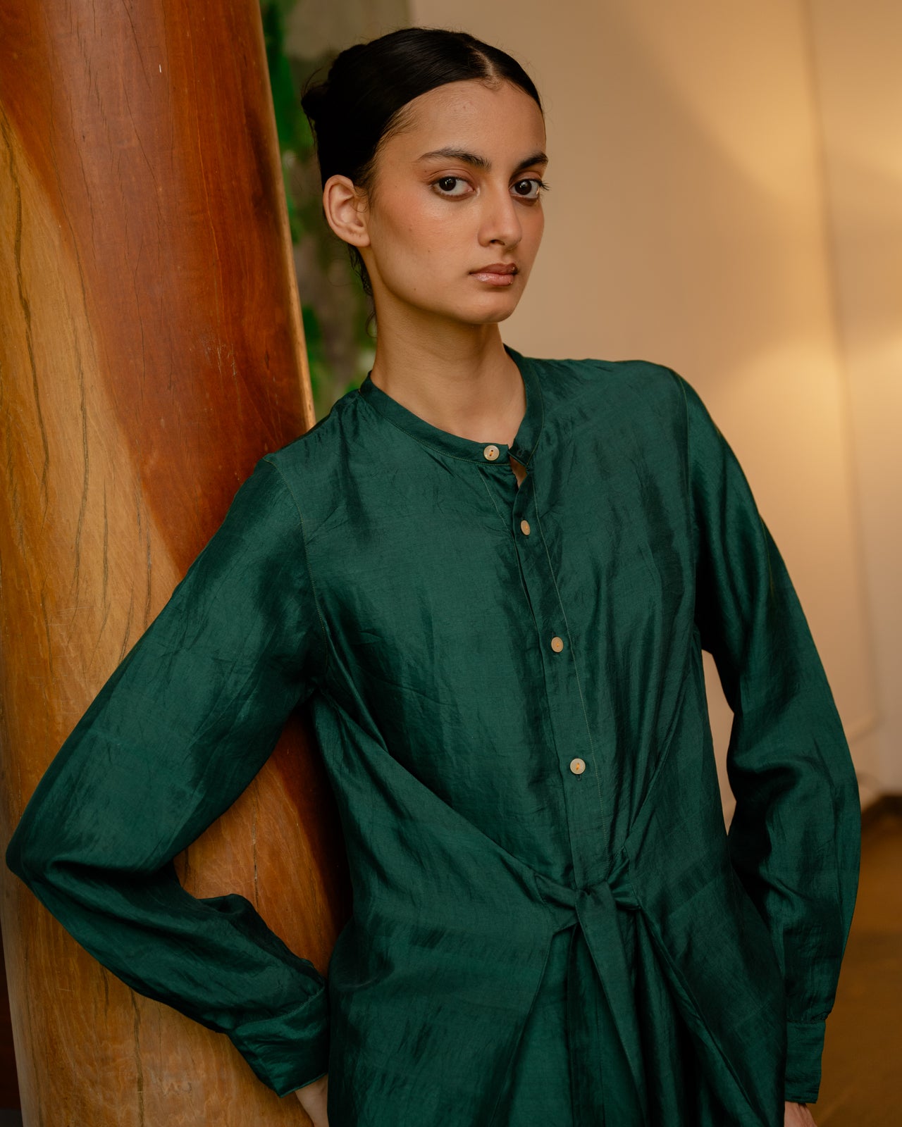 Tie-up Dress - Forest Green