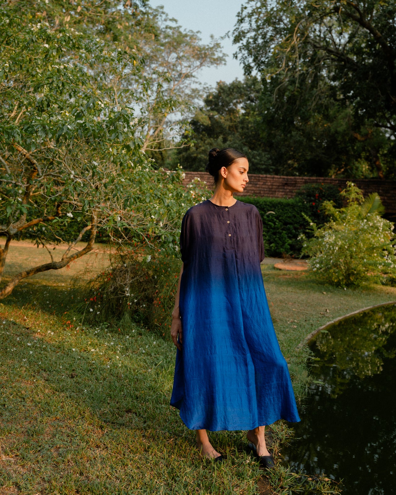 Pleated Kaftan - Blue Ombre