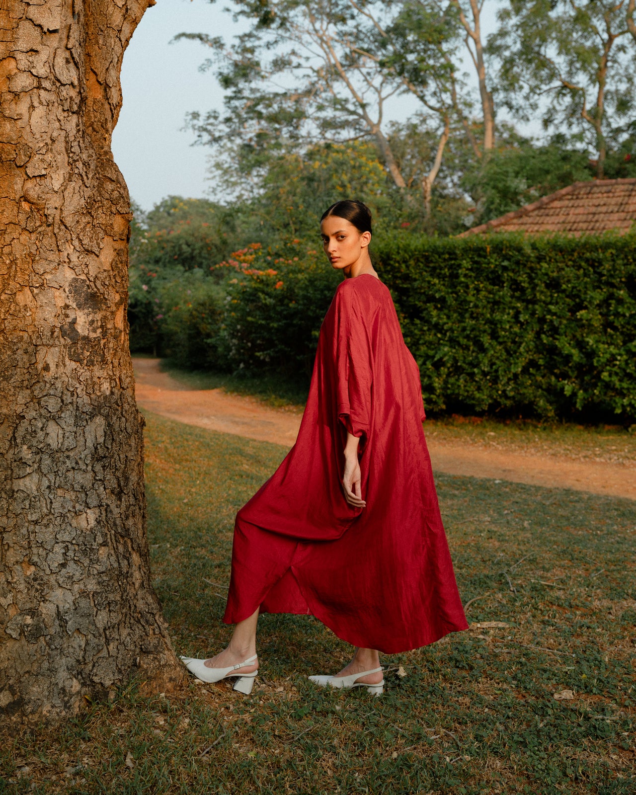 Pondy Kaftan - Crimson Red