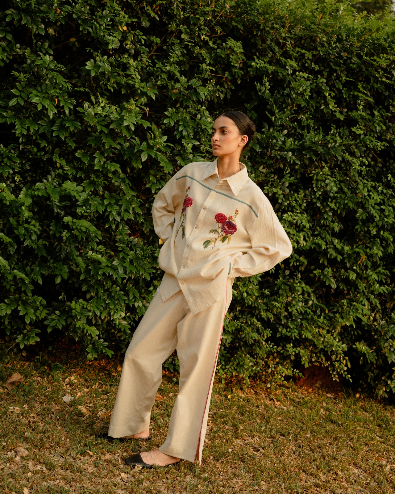 Rose shirt - Green line