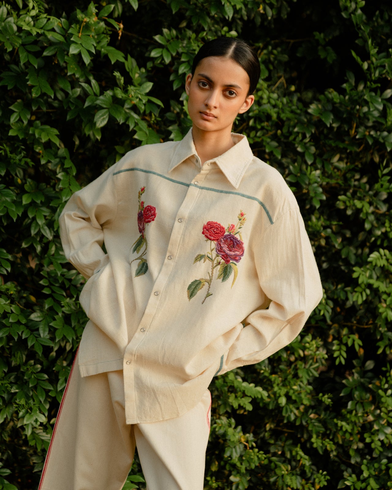 Rose shirt - Green line