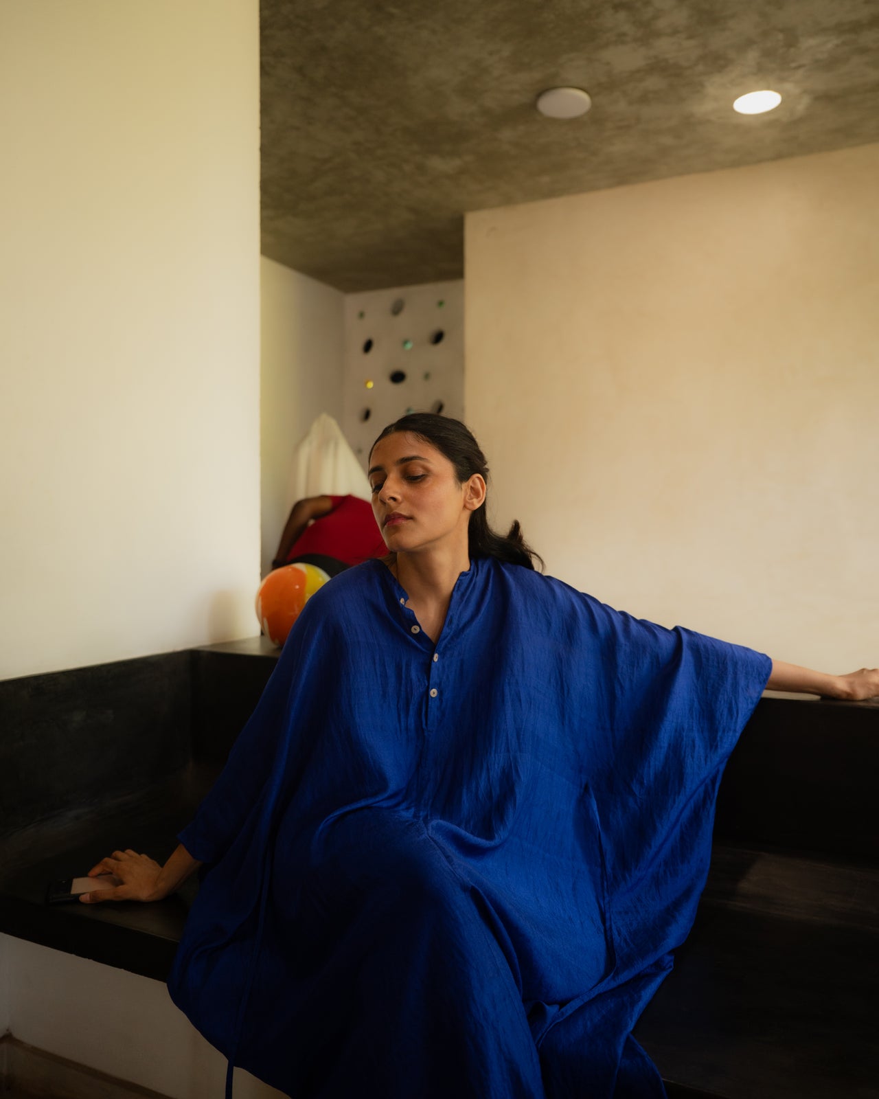 Tie-up Kaftan - Ink Blue