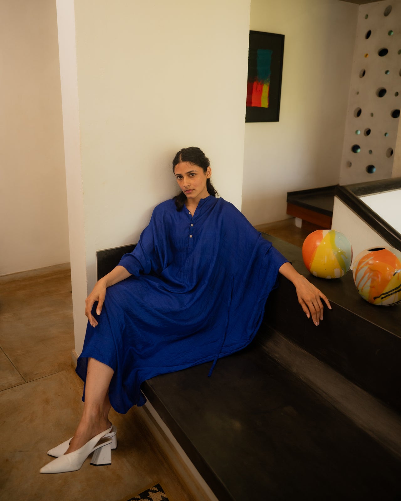 Tie-up Kaftan - Ink Blue