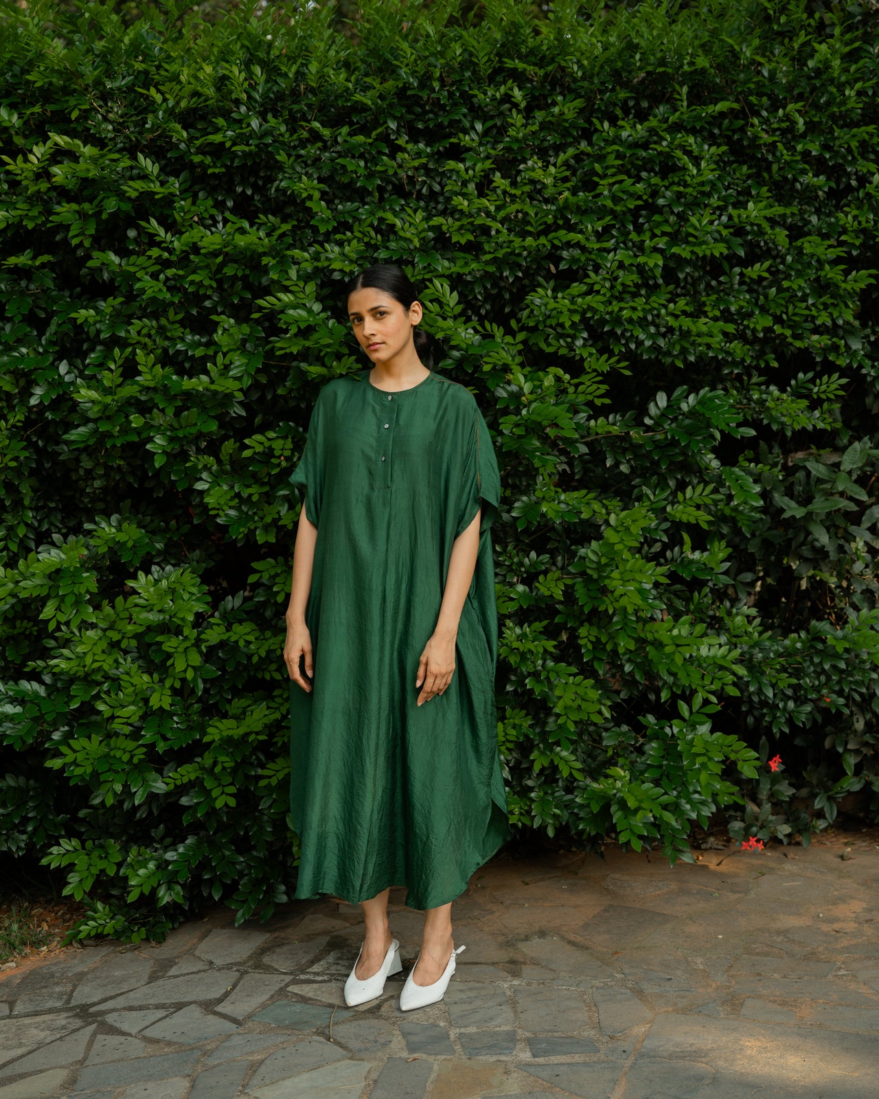 Pleated Kaftan - Forest Green