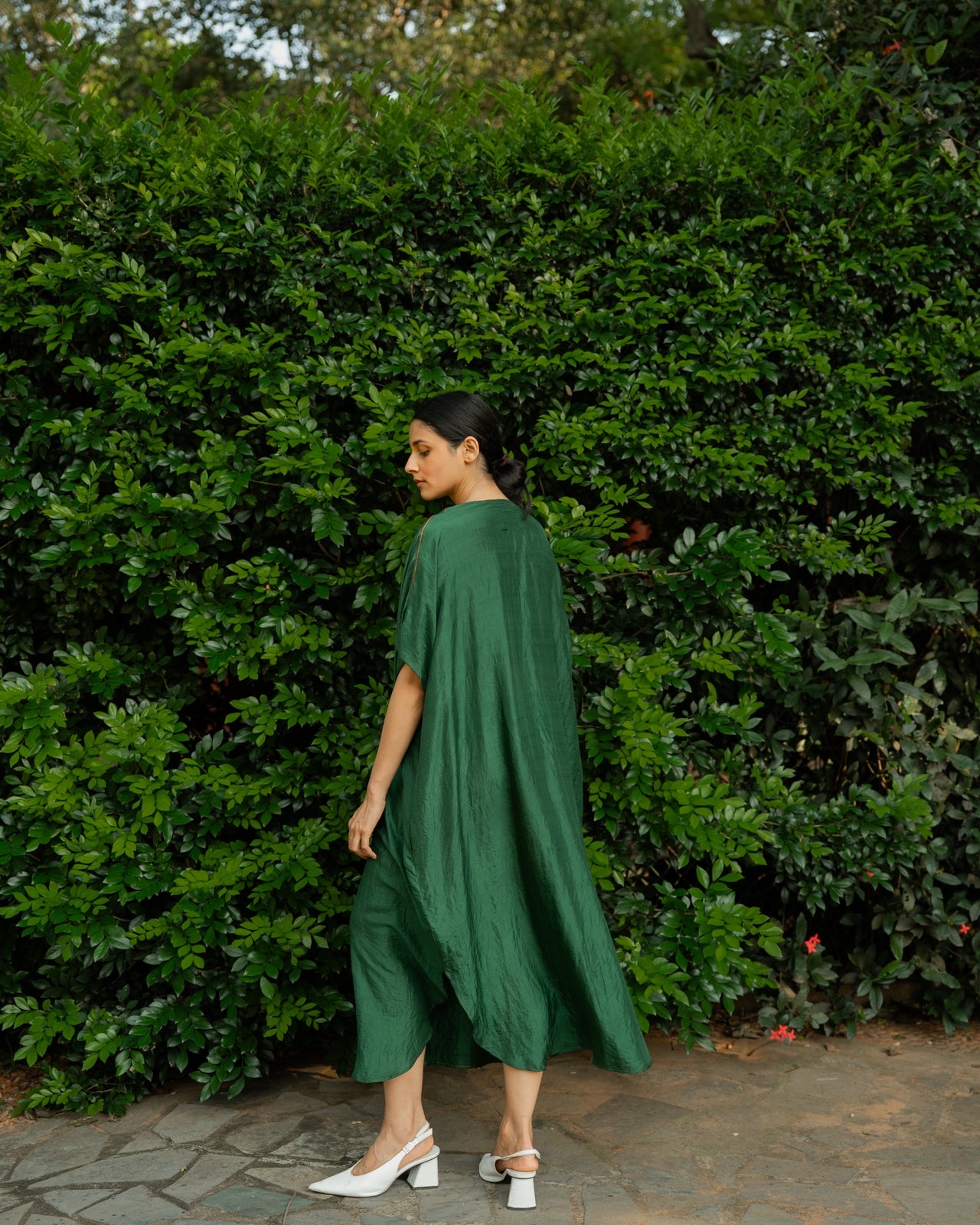 Pleated Kaftan - Forest Green