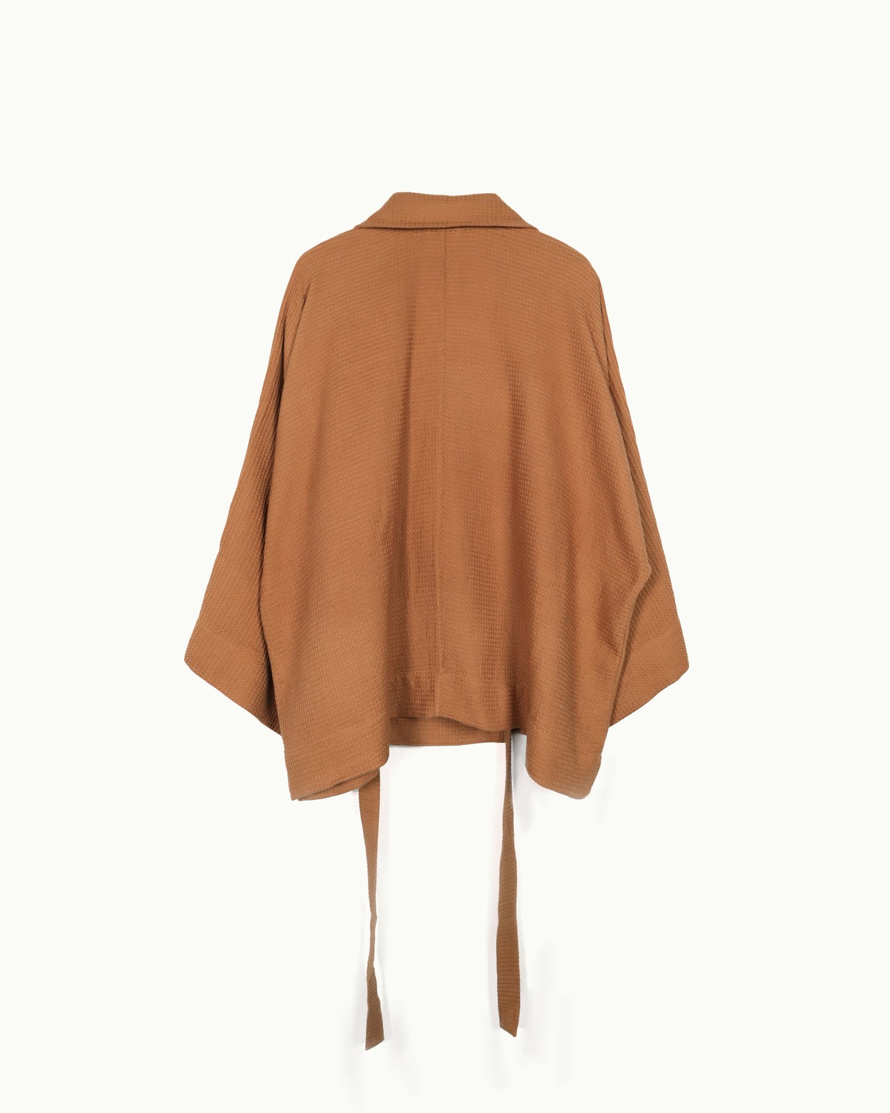 Brown Waffle Half Trench Coat