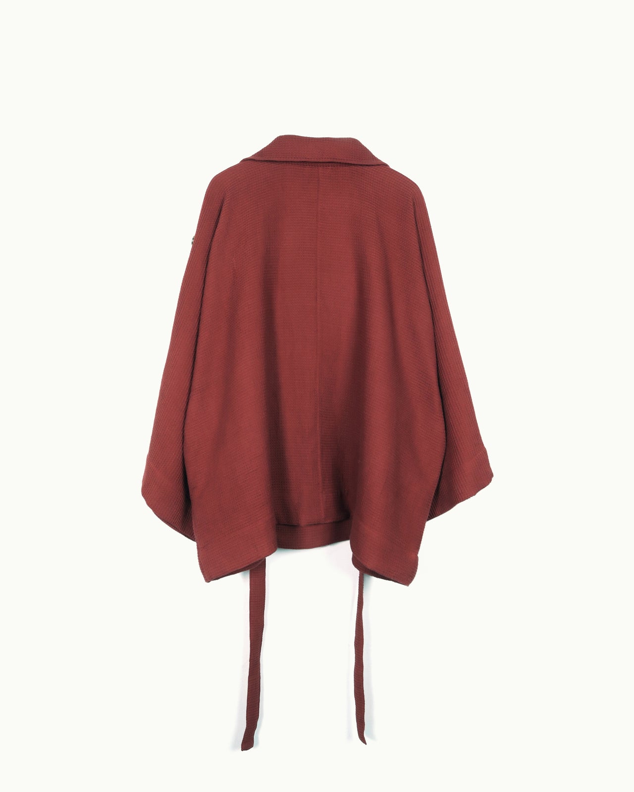 Red Waffle Half Trench Coat