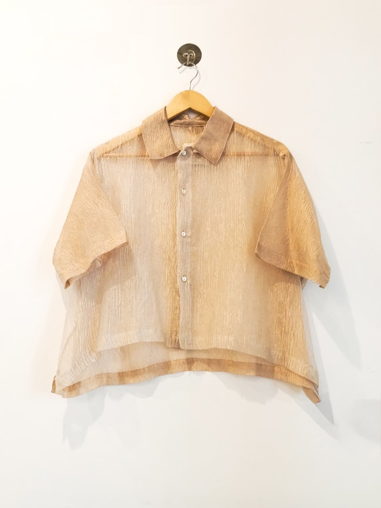 Crop Shirt Gold Silk Zari - 40% OFF