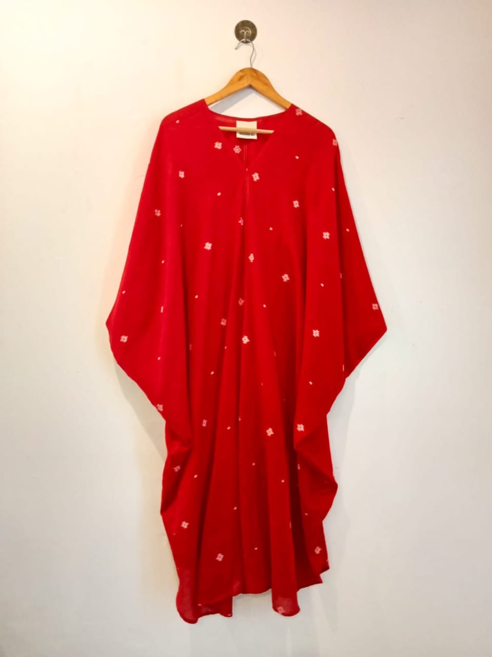 Handwoven Jamdani Pondy Kaftan With Border