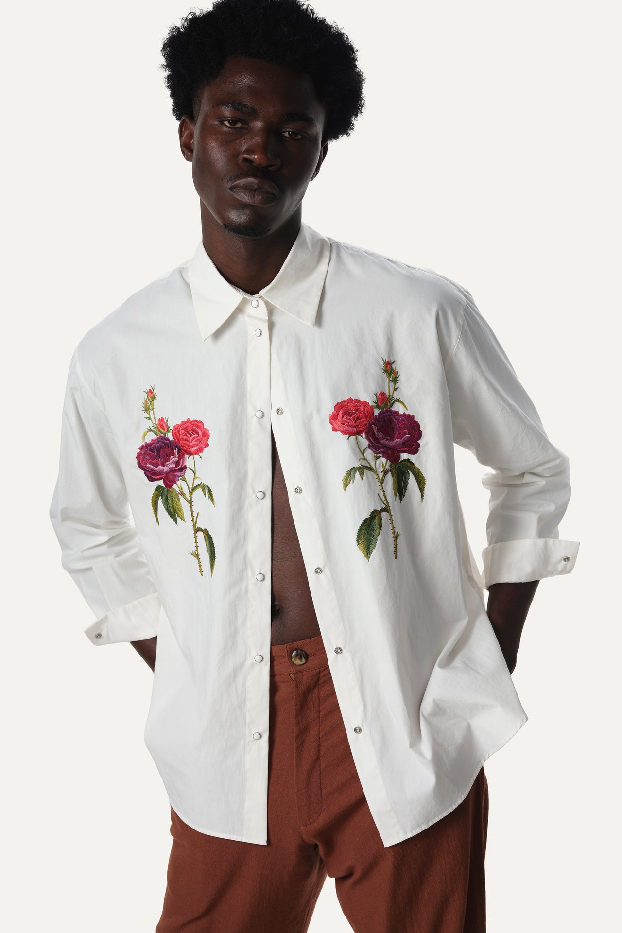 Button down shirt - Floral embroidered