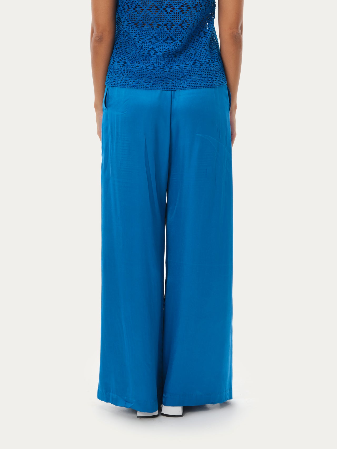 Box pleated pants - Ramar blue