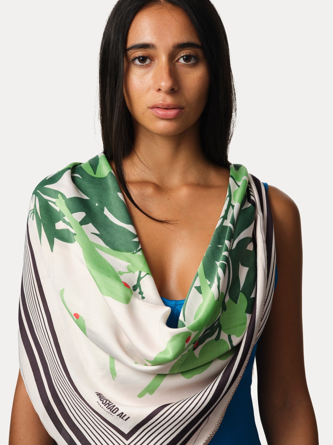 Satin scarf - Mangoes & Parrots