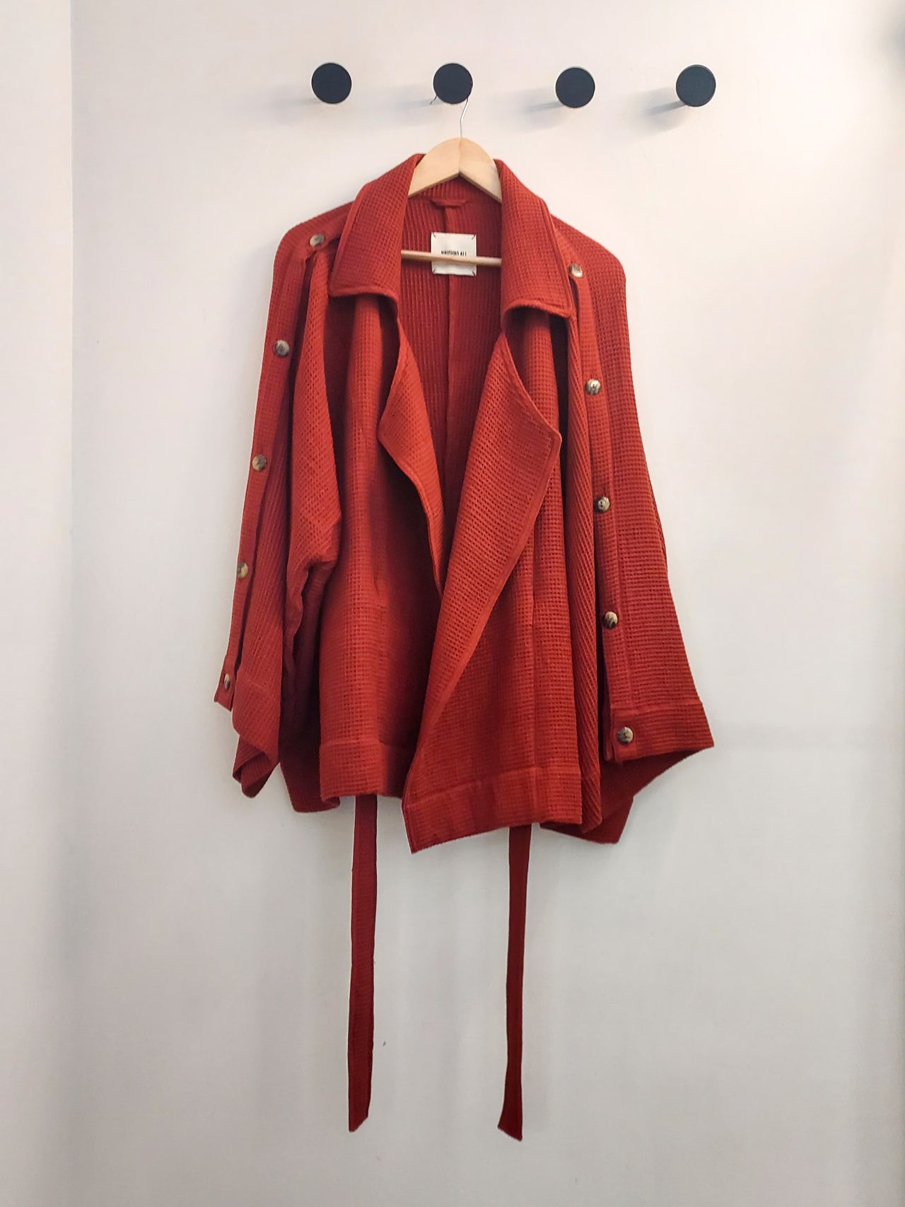 Red Waffle Half Trench Coats