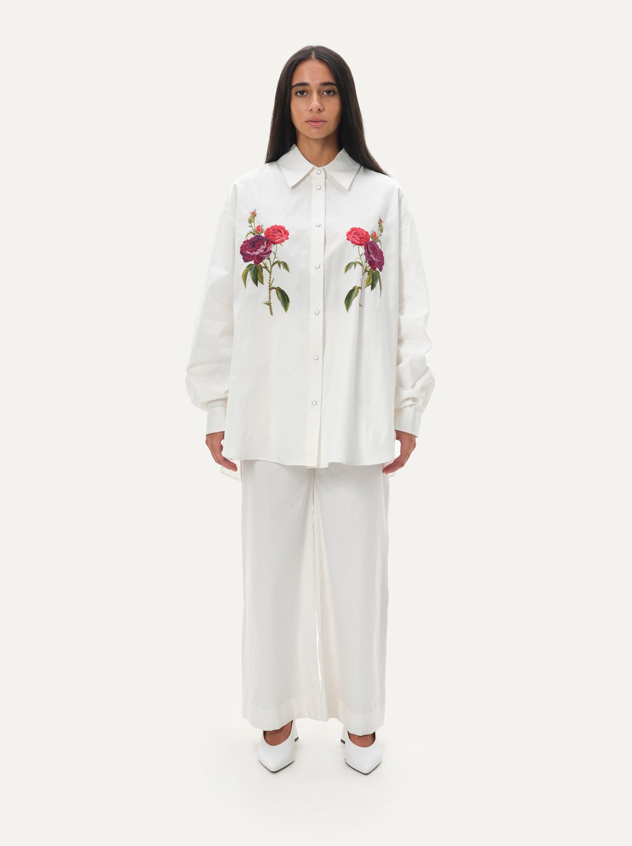 White on white co-ord - Floral embroidered